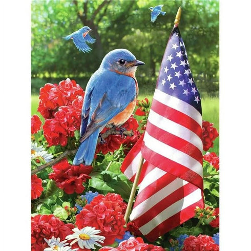 PATRIOTIC BLUEBIRD PAINT BY NU